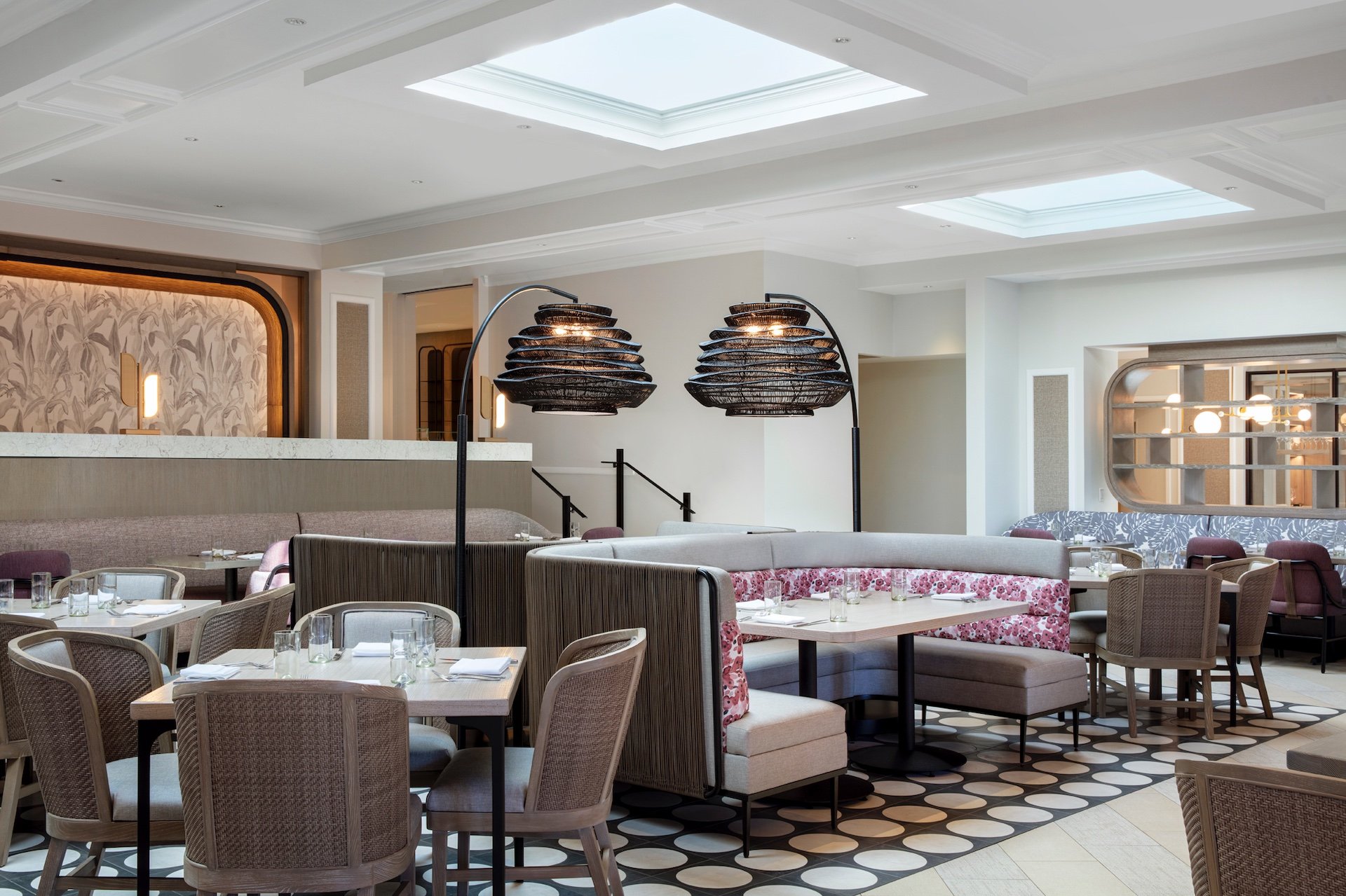 dining area with large booth seating