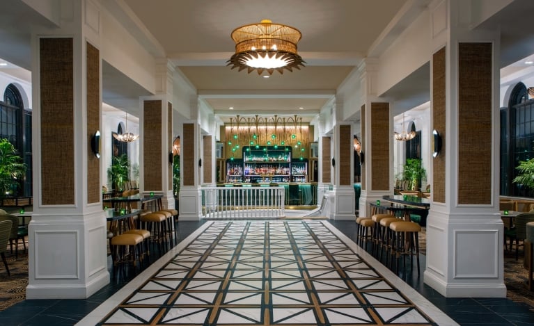 hallway leading to the lobby bar