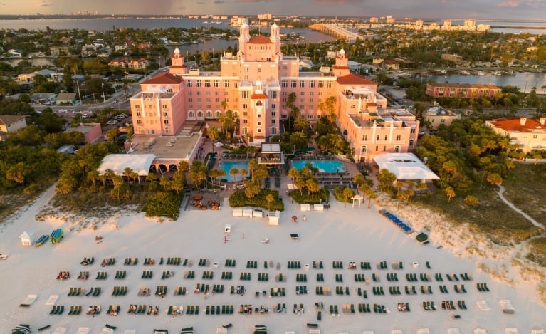 aerial of the beach area at The Don CeSar
