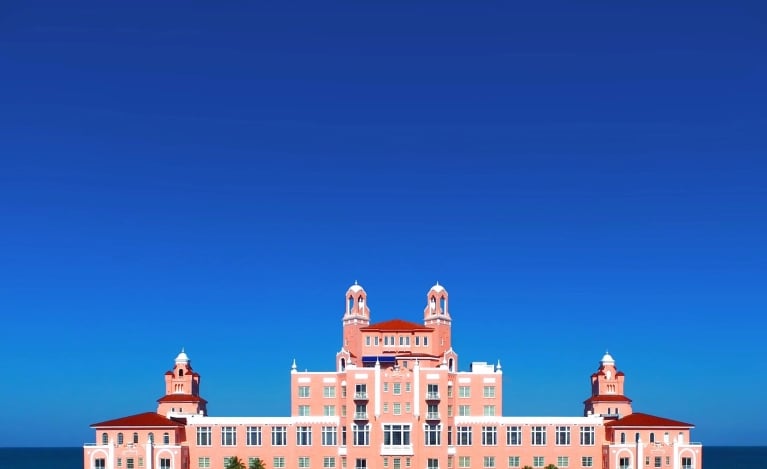 Entrance of the Don CeSar with a deep blue sky