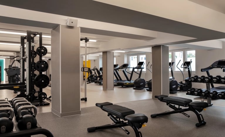 empty gym with clean equipment