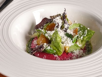 Salad in a white bowl