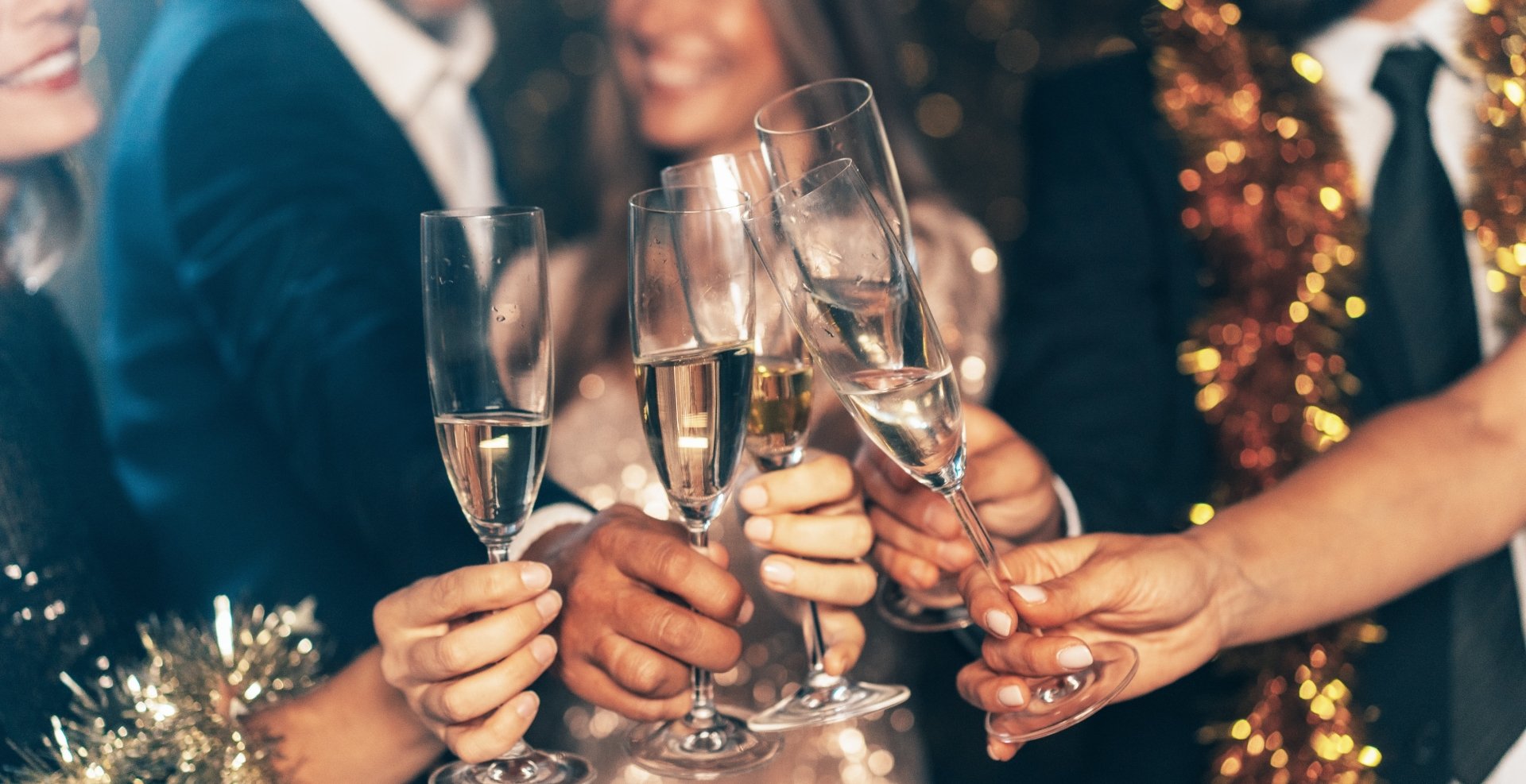 Group of people with champagne glasses