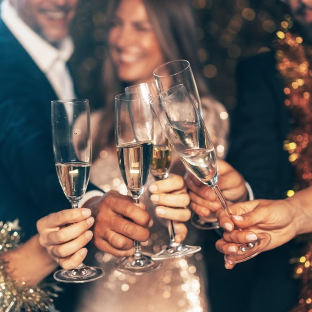 Group of people with champagne glasses